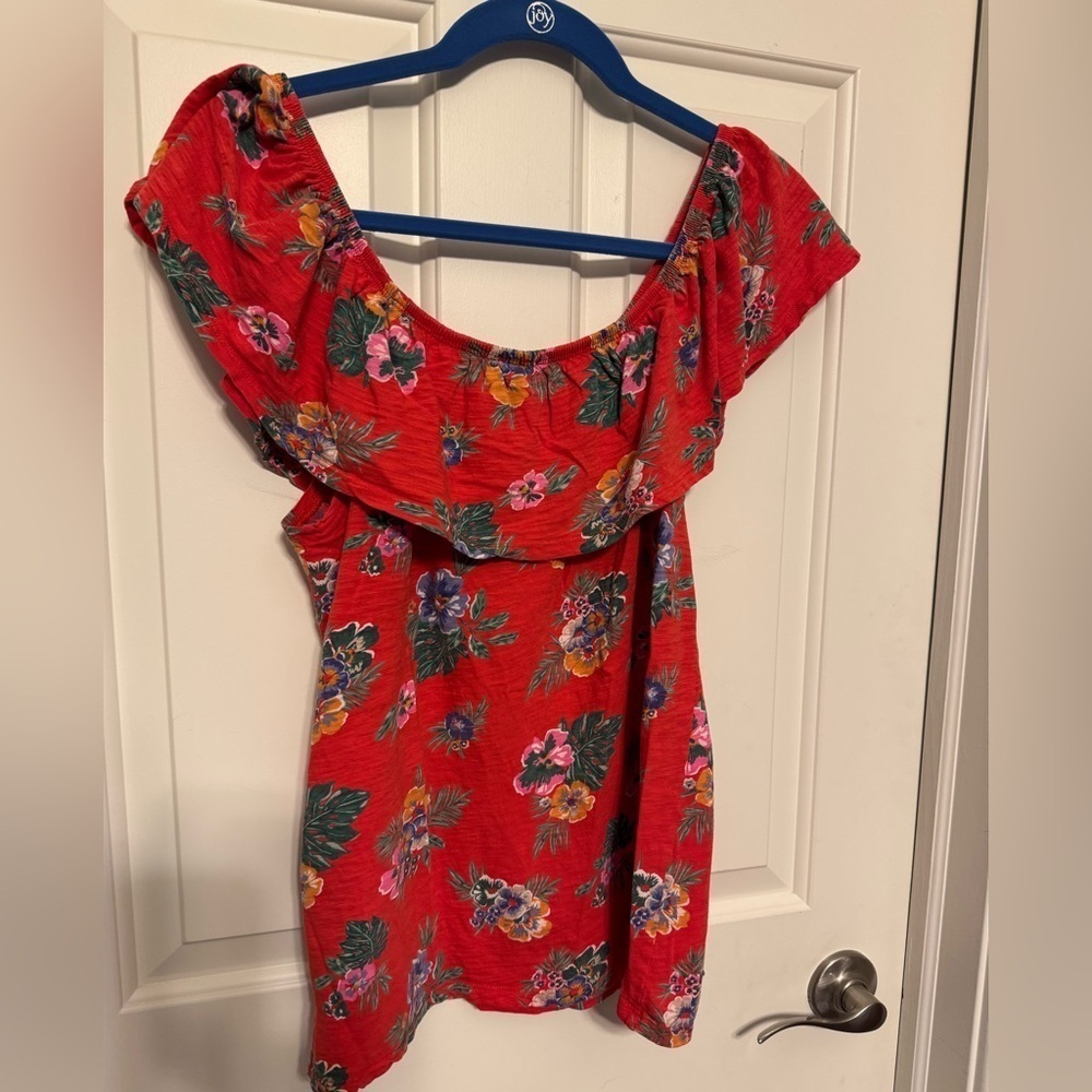 Old Navy Bright Orange Floral Tank Top, Size Medium